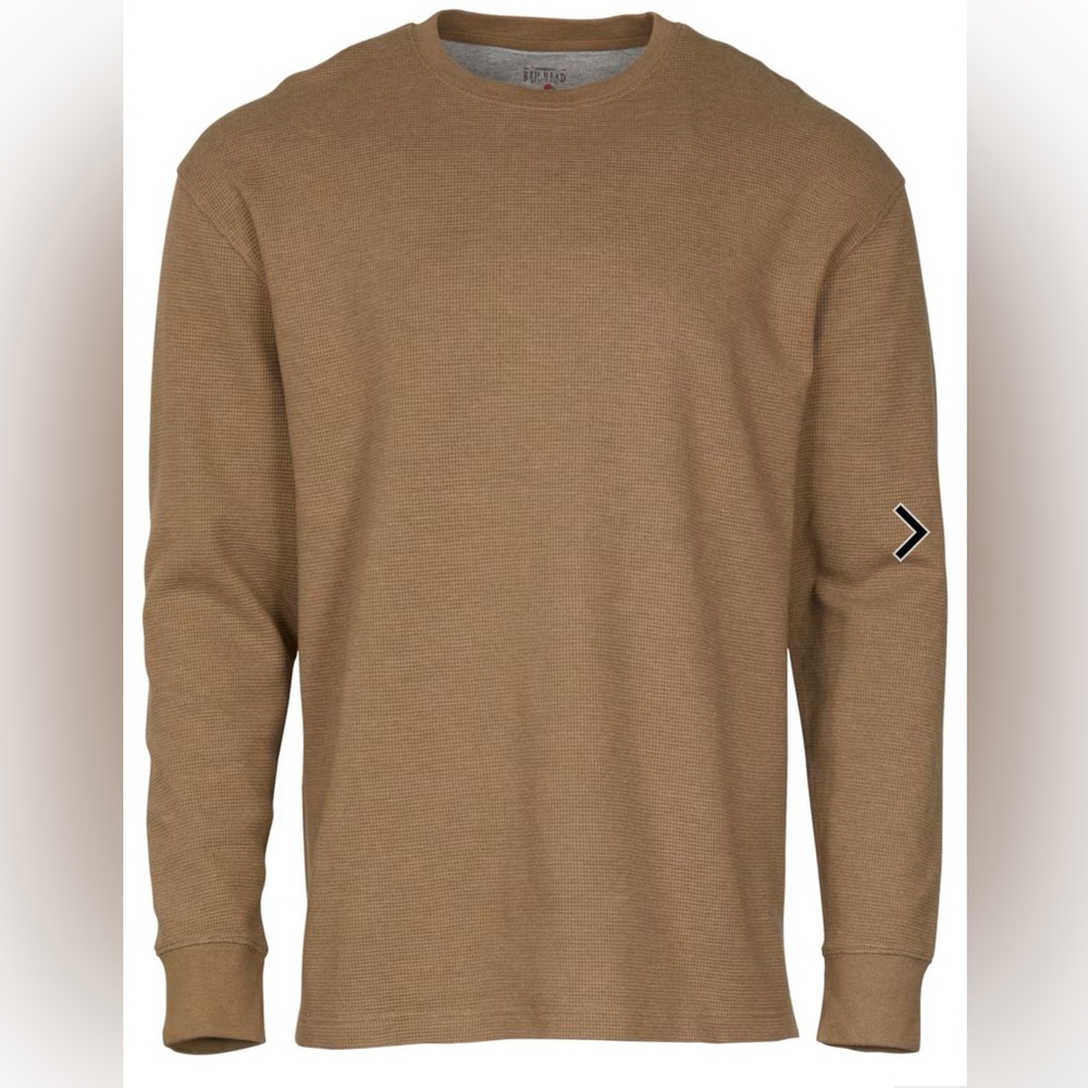 Redhead Thermal Long Sleeve Men’s Crewneck Shirt 5XL Khaki Tan Casual Warm
